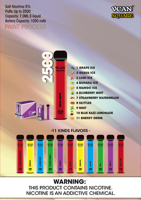 2500 souffle l'huile 650mAh Mesh Coil Disposable Vape Pen de NIC 7ml de 5% 11 saveurs