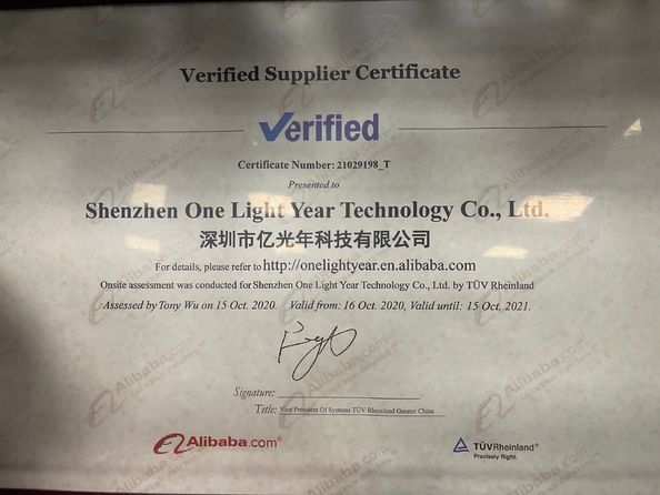 Chine Shenzhen One Light Year Technology Co., Ltd. Certifications